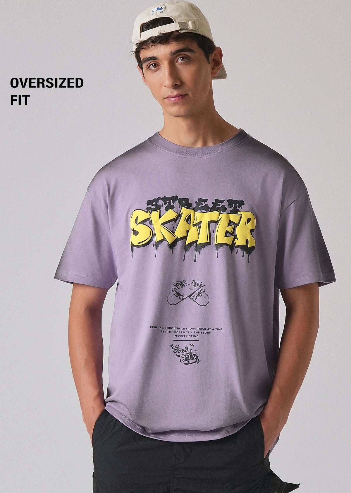 Purple Printed Oversized T-shirt