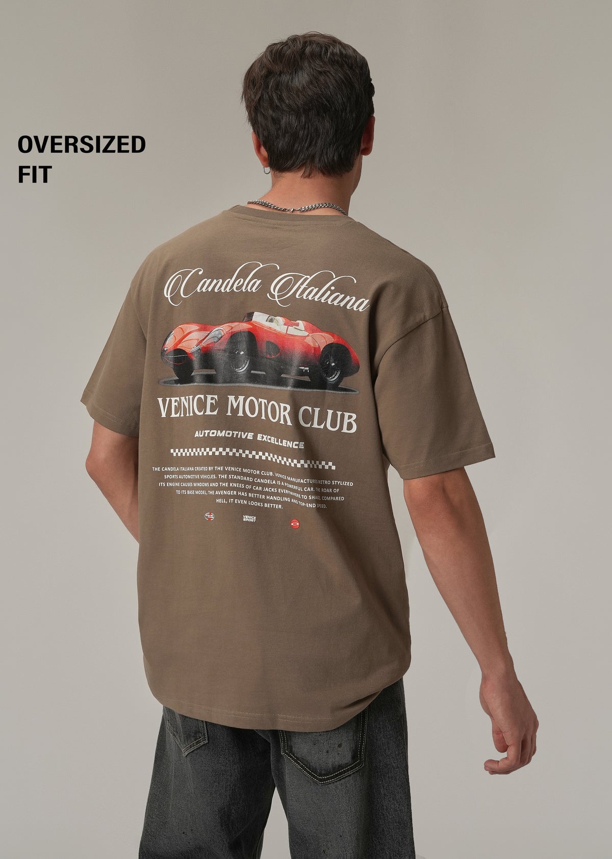 Brown Back Print Oversized T-shirt