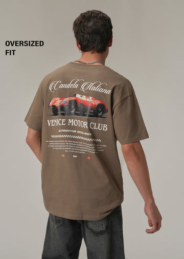 Brown Back Print Oversized T-shirt