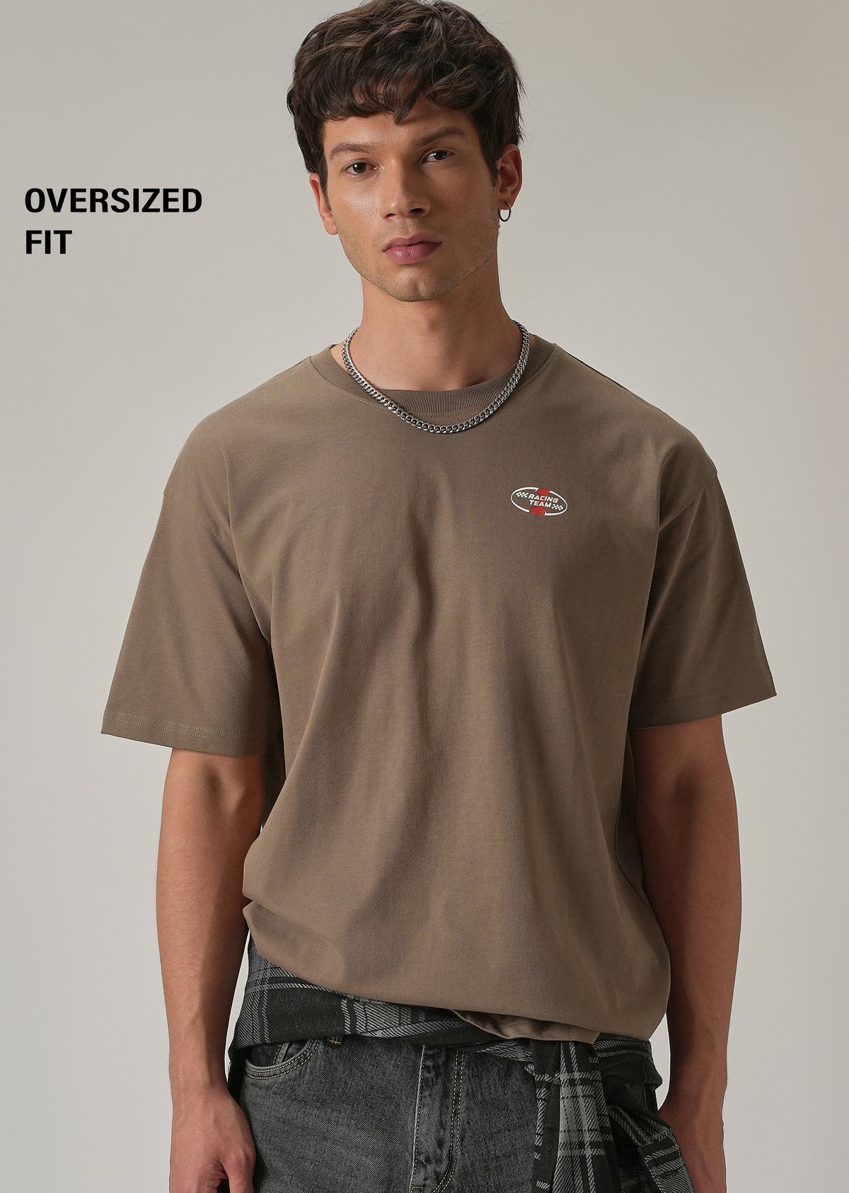 Brown Back Print Oversized T-shirt