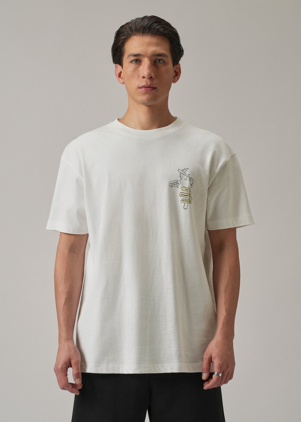 White Back Printed Oversized T-Shirt