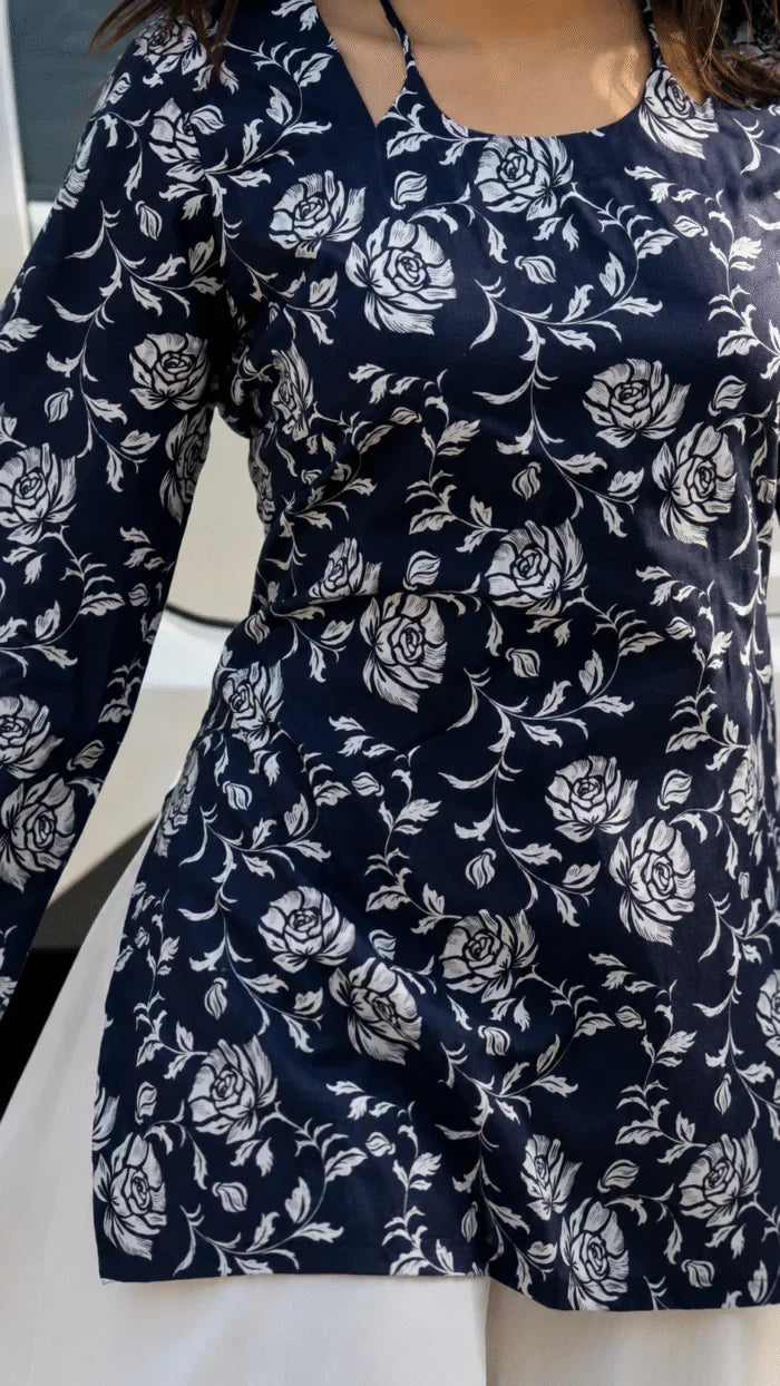 “Arla” Floral Top with Flowy White Palazzo W24