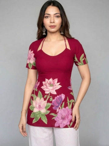 Floral Printed Tie-Up Back Kurti