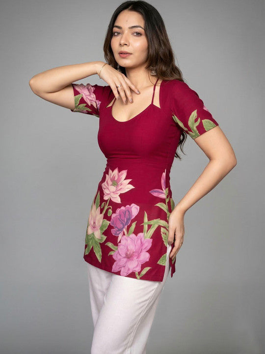 Floral Printed Tie-Up Back Kurti