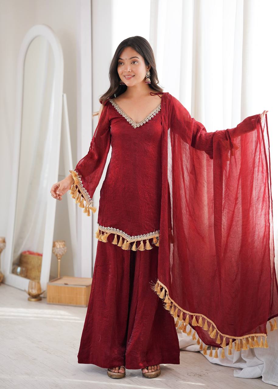 Mirror Lace Doremon Crush Palazzo Set