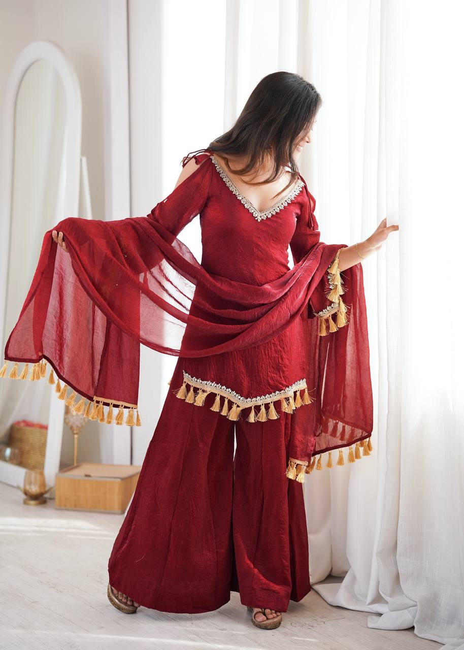 Mirror Lace Doremon Crush Palazzo Set