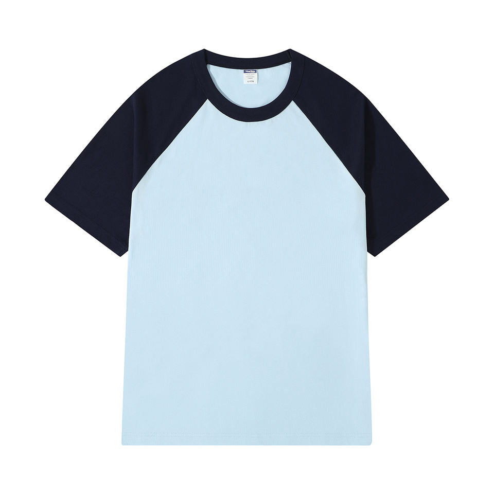 Summer Fashion 200GSM Cotton Knitted Rib Collar Oversized Short Sleeve Color-matching Round Neck Screen Print Men's T-shirt