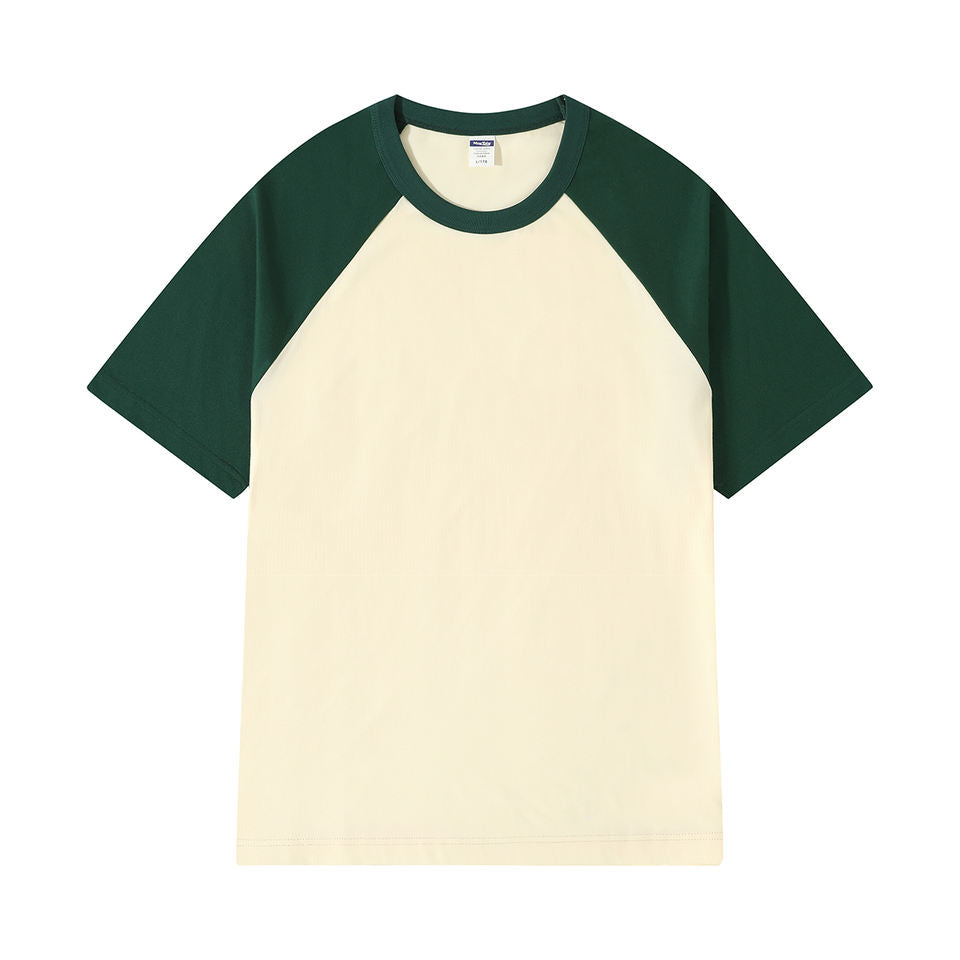 Summer Fashion 200GSM Cotton Knitted Rib Collar Oversized Short Sleeve Color-matching Round Neck Screen Print Men's T-shirt